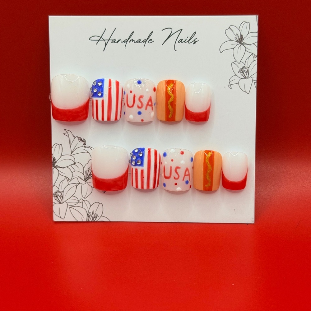 Patriotic USA Flag Nail Set